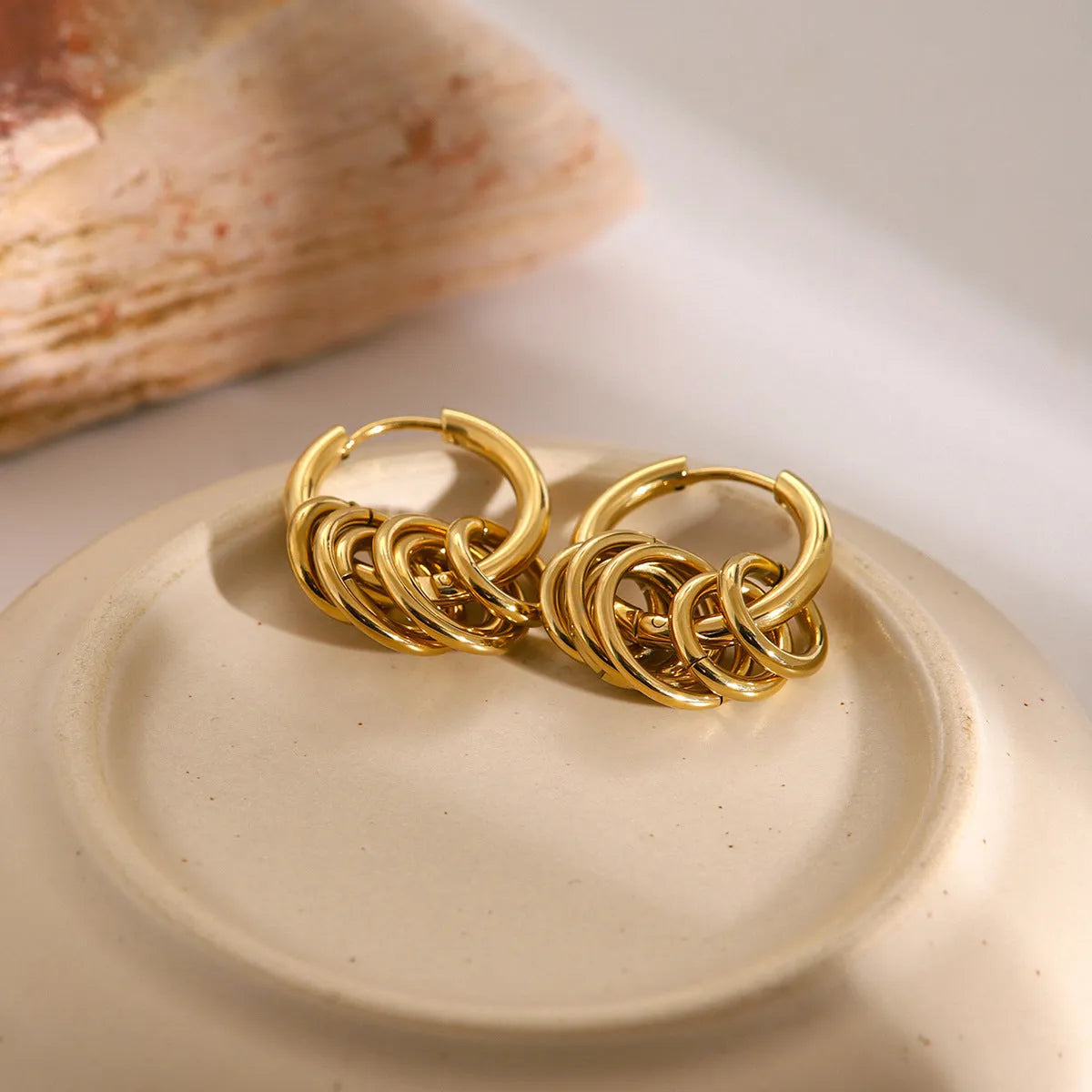 Stainless steel electroplated earrings in two colour options with ins style design