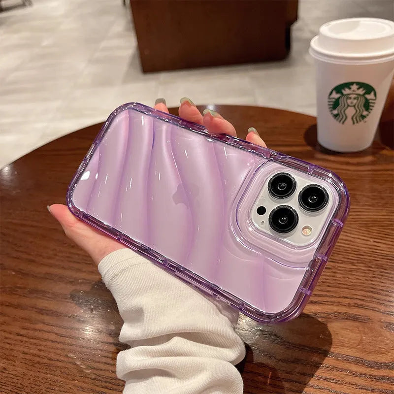 Transparent water ripple silicone phone case for iPhone, shockproof anti-fingerprint design