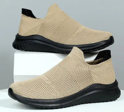 Men's breathable mesh running shoes with round toe and lightweight MD sole in multiple colour options