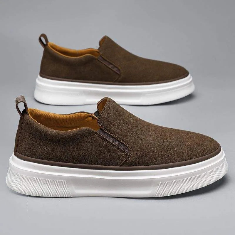 Men's casual cowhide leather round toe shoes with linen lining and foam rubber sole, available in multiple colours and sizes 40-44