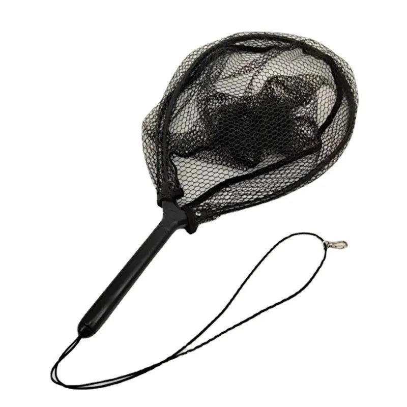 Portable small dip net fishing gear black aluminium alloy 30x40 cm hand net