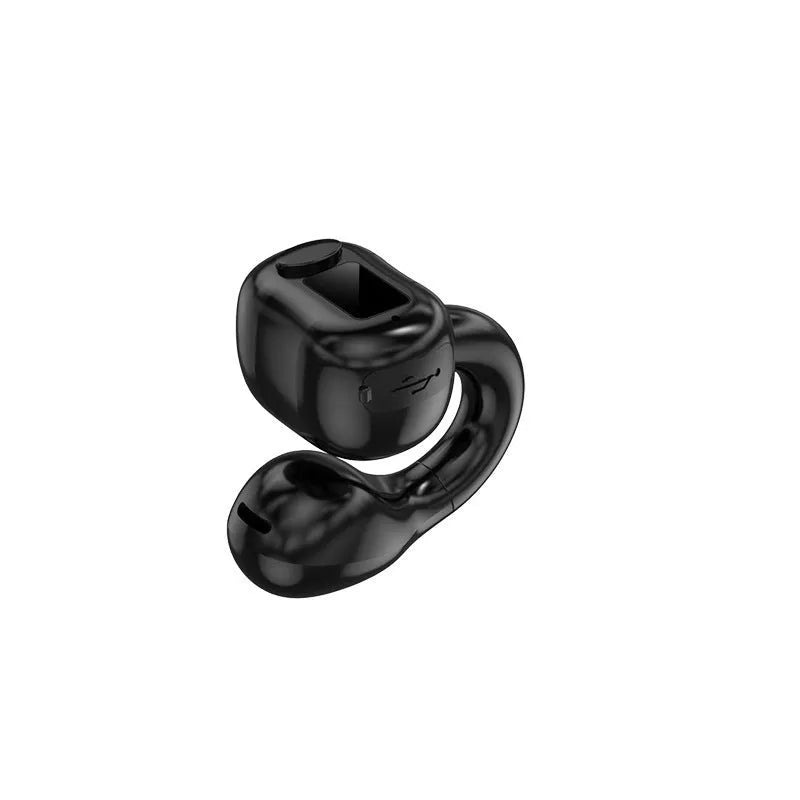 Non in-ear external sound clip-on Bluetooth headset in black with single ear clip design