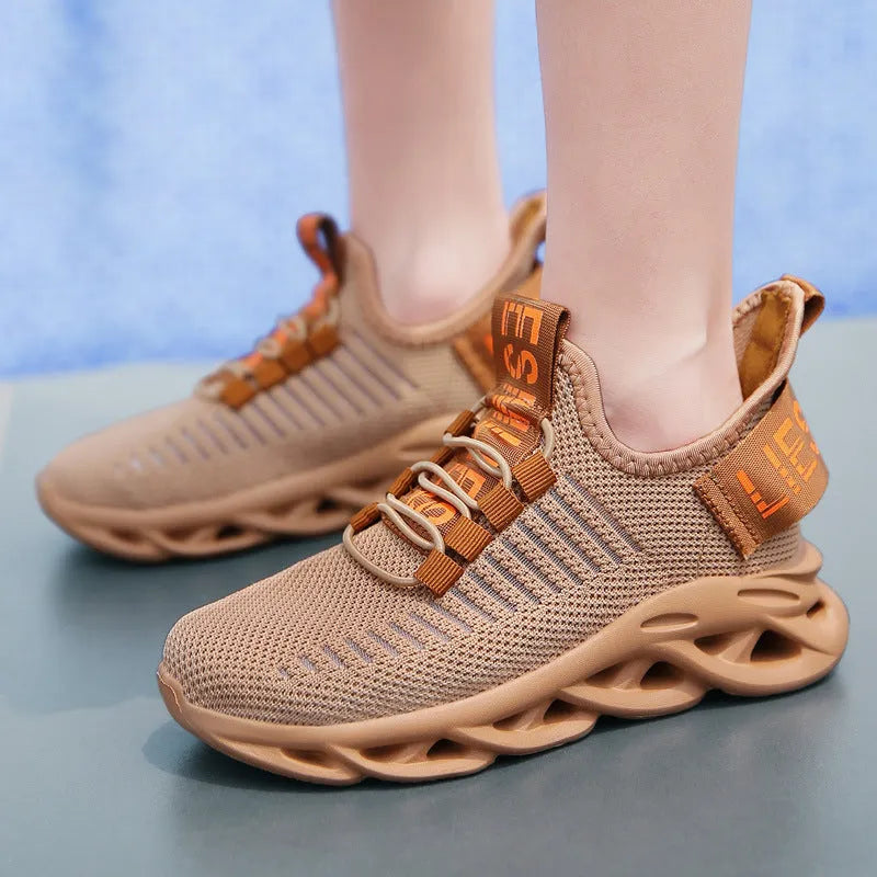 Children's fabric sneakers with Velcro closure in black, khaki or white colours