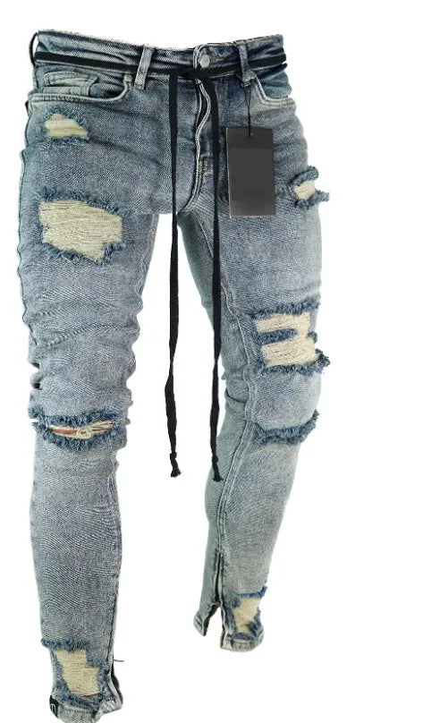 Zene Denim Jeans in grey, mid waist tight fit, cotton denim with zip fly, size S to 4XL