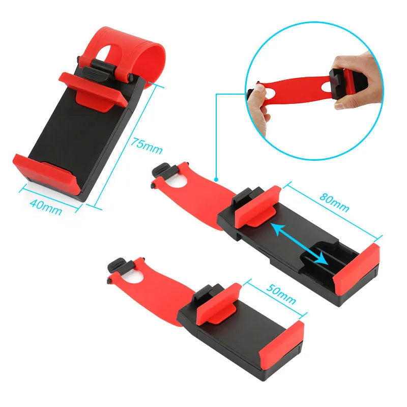 Black universal car steering wheel clip mount holder for mobile phones