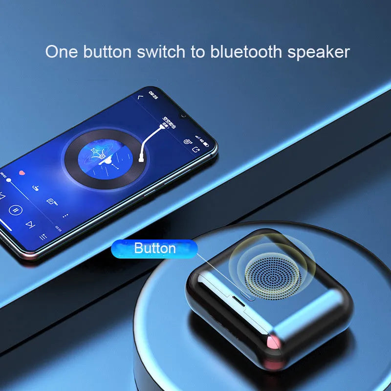 F9 5.0 wireless Bluetooth headset in black with charging case, featuring CVC8.0 noise reduction