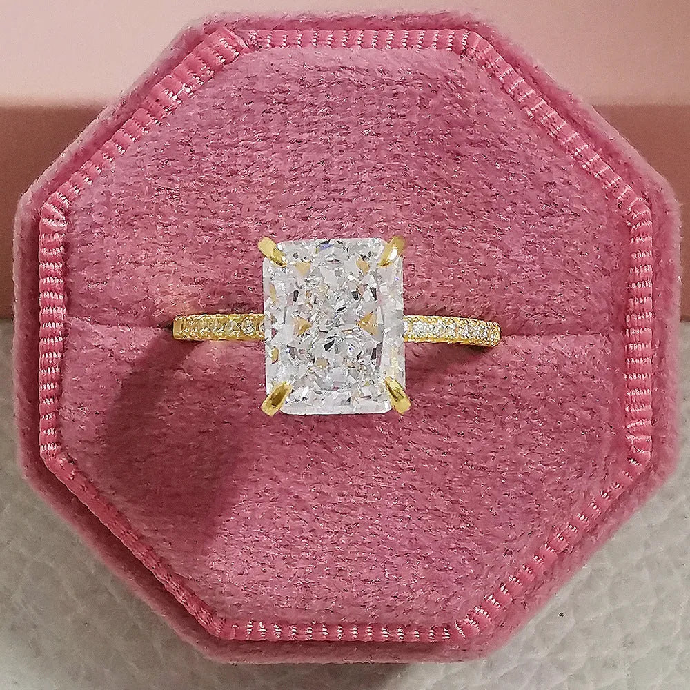 Ice flower cut geometric copper ring for women in electoplated gold finish