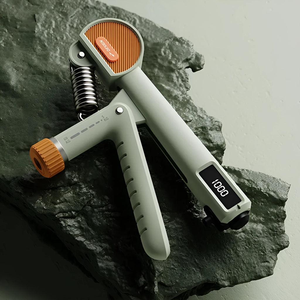 Adjustable count spring grip trainer in ivory white, dark black, or army green