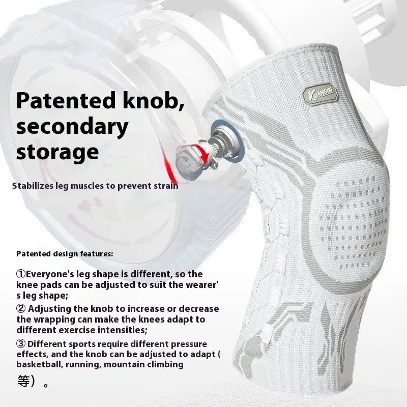 Grey and white sports knee pads for left and right knees, suitable for basketball, running, football.