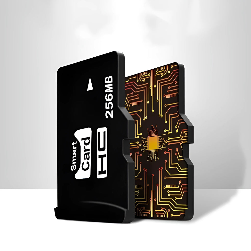 256MB TF memory card with compact dimensions in gift-ready packaging