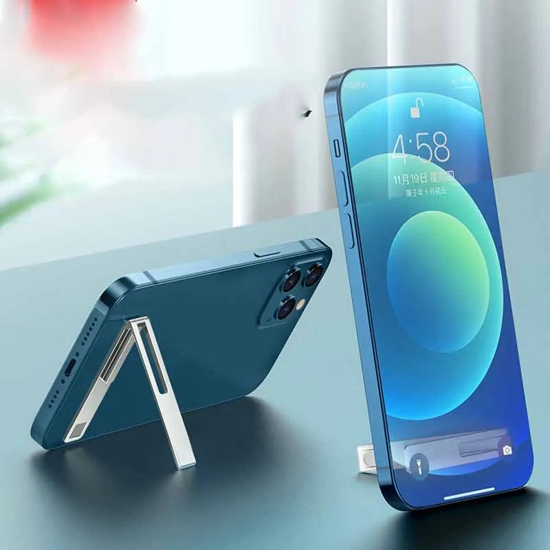 L Shaped Tablet Stand Mobile Phone Holder Foldable Aluminium Alloy Compatible with Apple iPhone iPad Holder Bracket Durable Stable Mini Desktop Support Silver Black