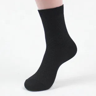 Men's bamboo fibre socks showing small square pattern in five colour options