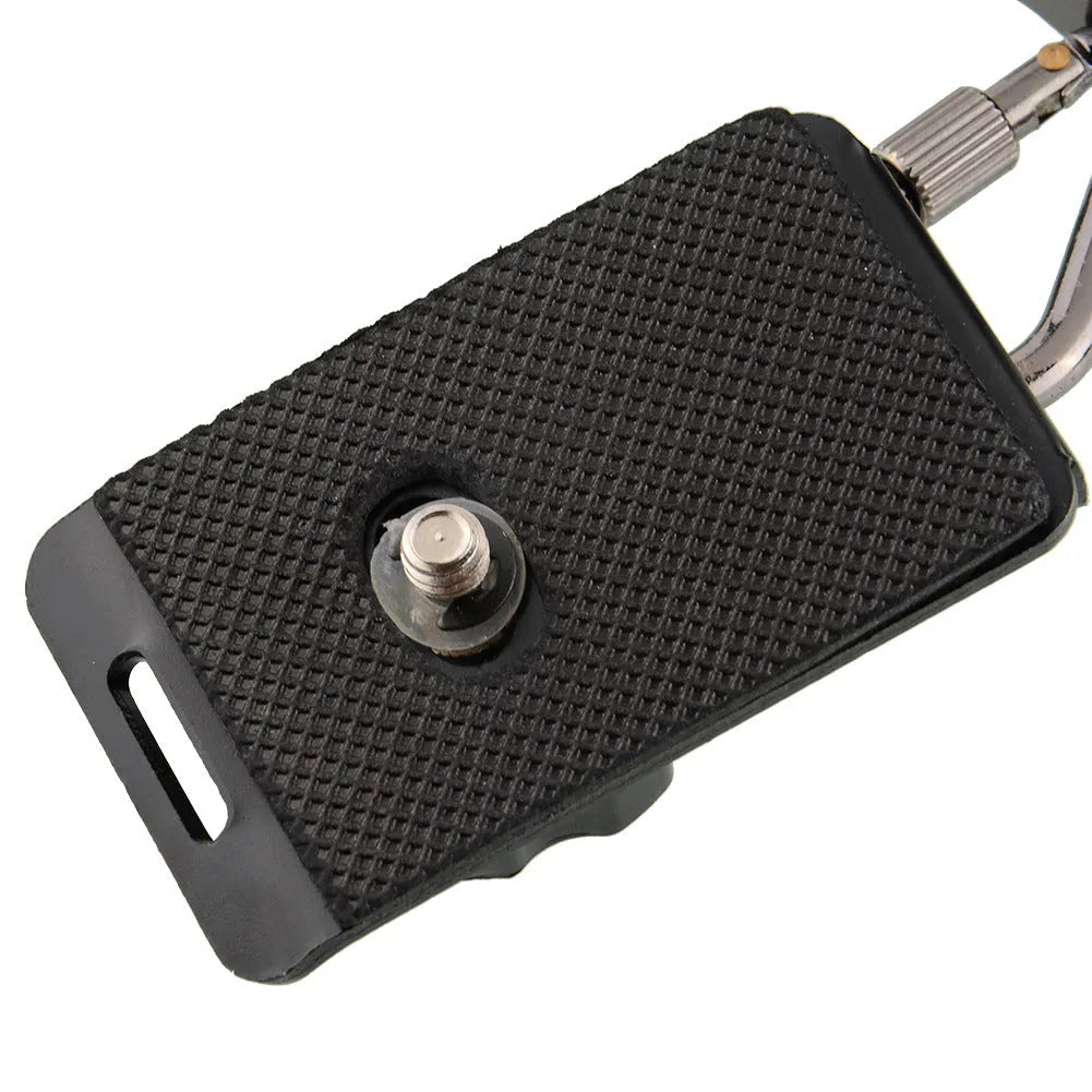 Black professional dual SLR camera strap showing two camera connection points and shoulder padding