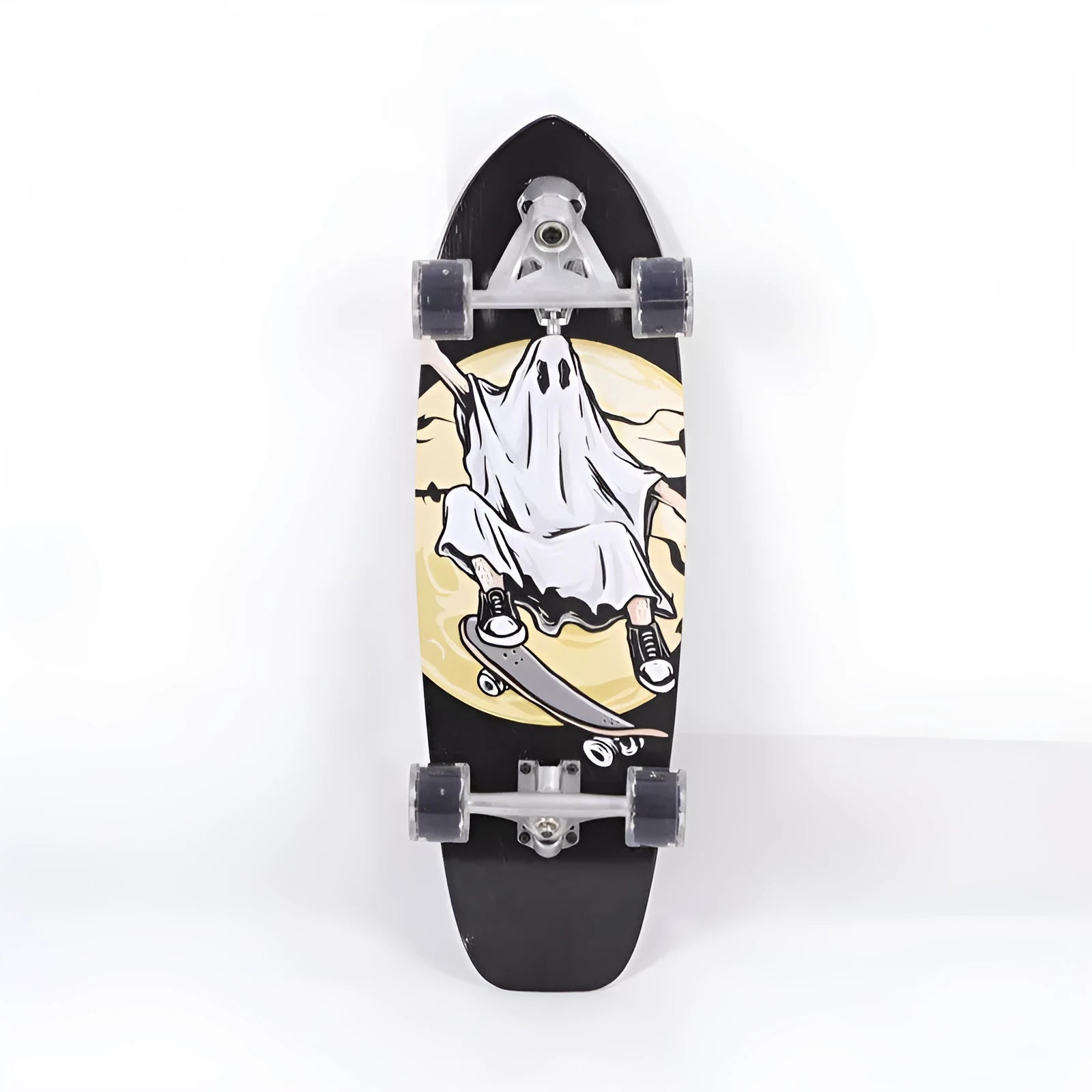 White street scooter with 31-inch maple wood deck for urban riding