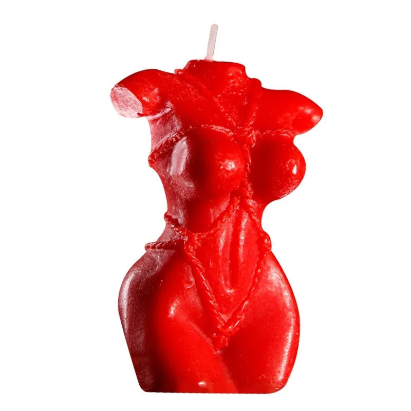 Bikini-shaped low temperature massage candle in rose red, spring pink, or lilac purple.