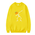 Women's black printed crew neck long sleeve casual polyester top laid flat.