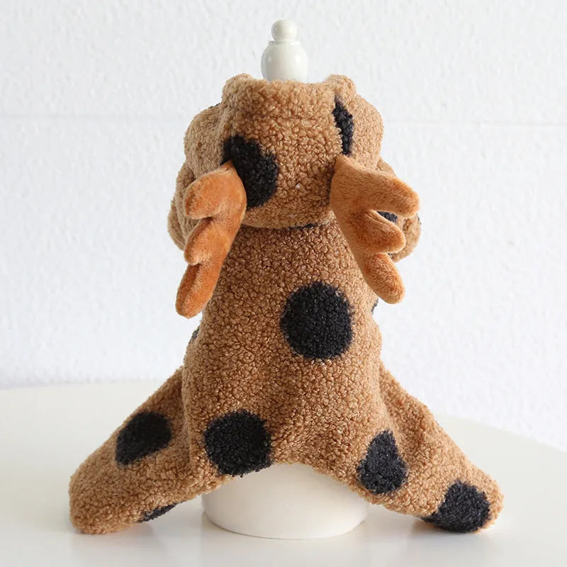 Polka dot elk couple design pet clothing for dogs and cats in skirt and four-legged styles