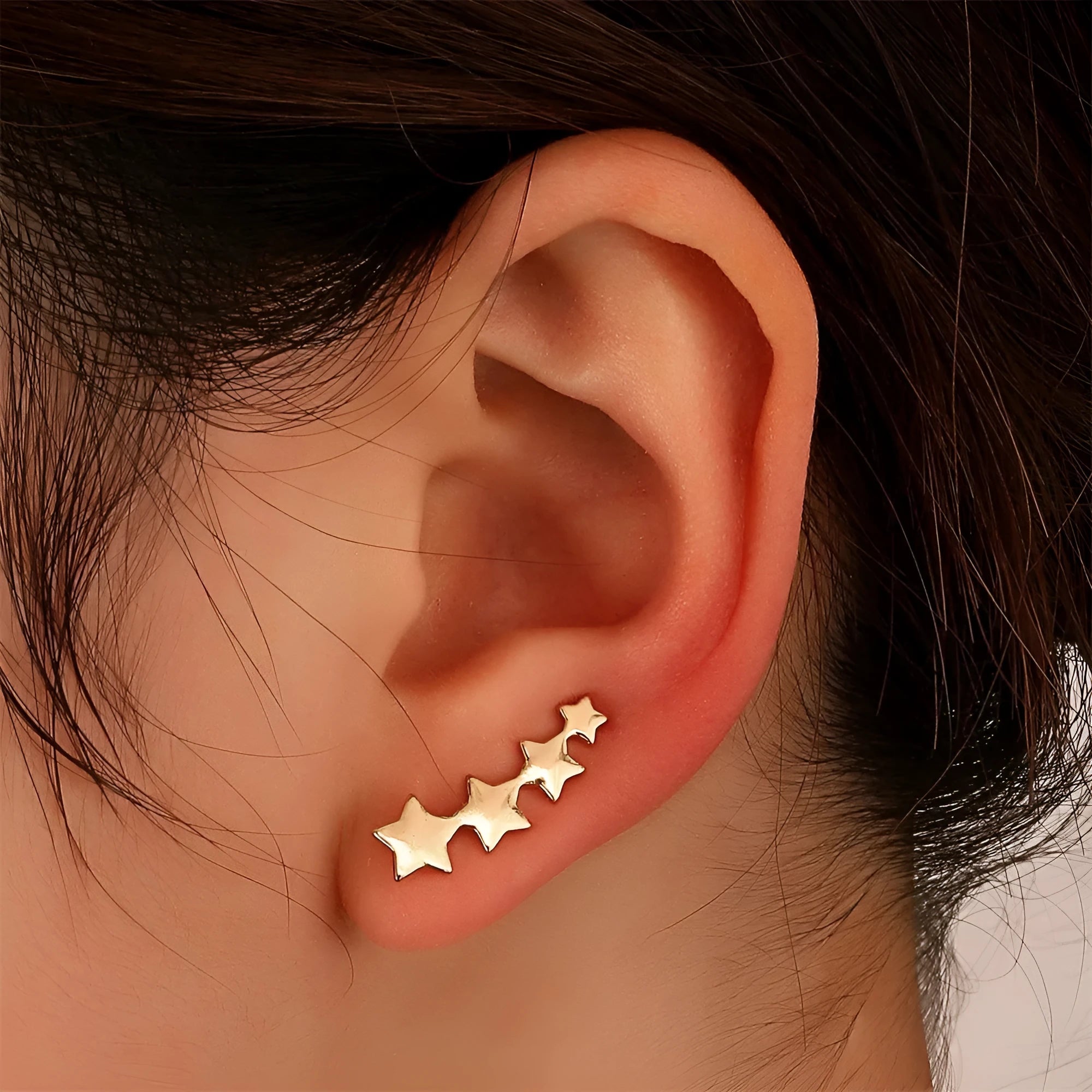 Copper leaf-shaped clip-on earrings for women in KC Golden Star A896 colour