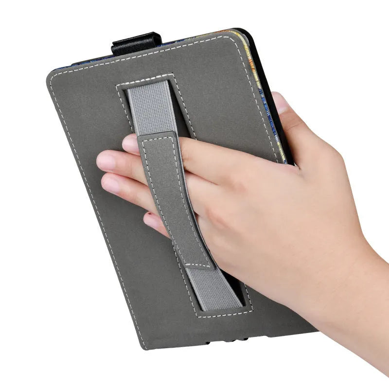 Handheld protective case for a 6-inch Kindle Paperwhite, showing TPU construction and integrated brackets.