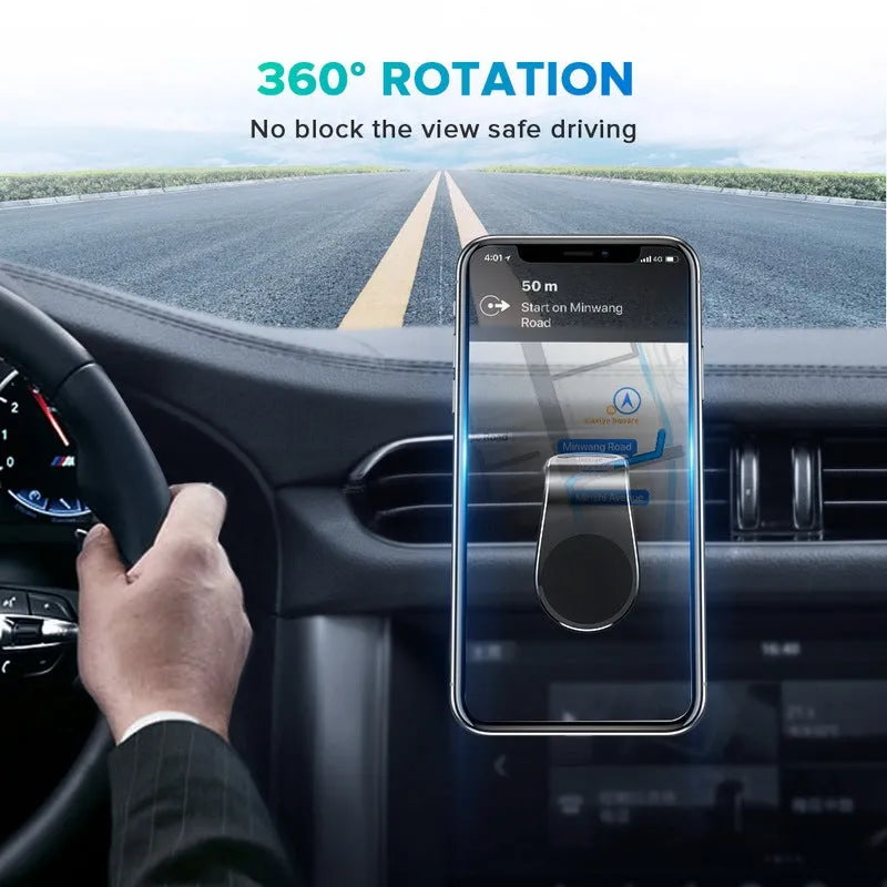 Car bracket phone holder with sticky gel pad in black mounted on car dashboard, universal fit for smartphones