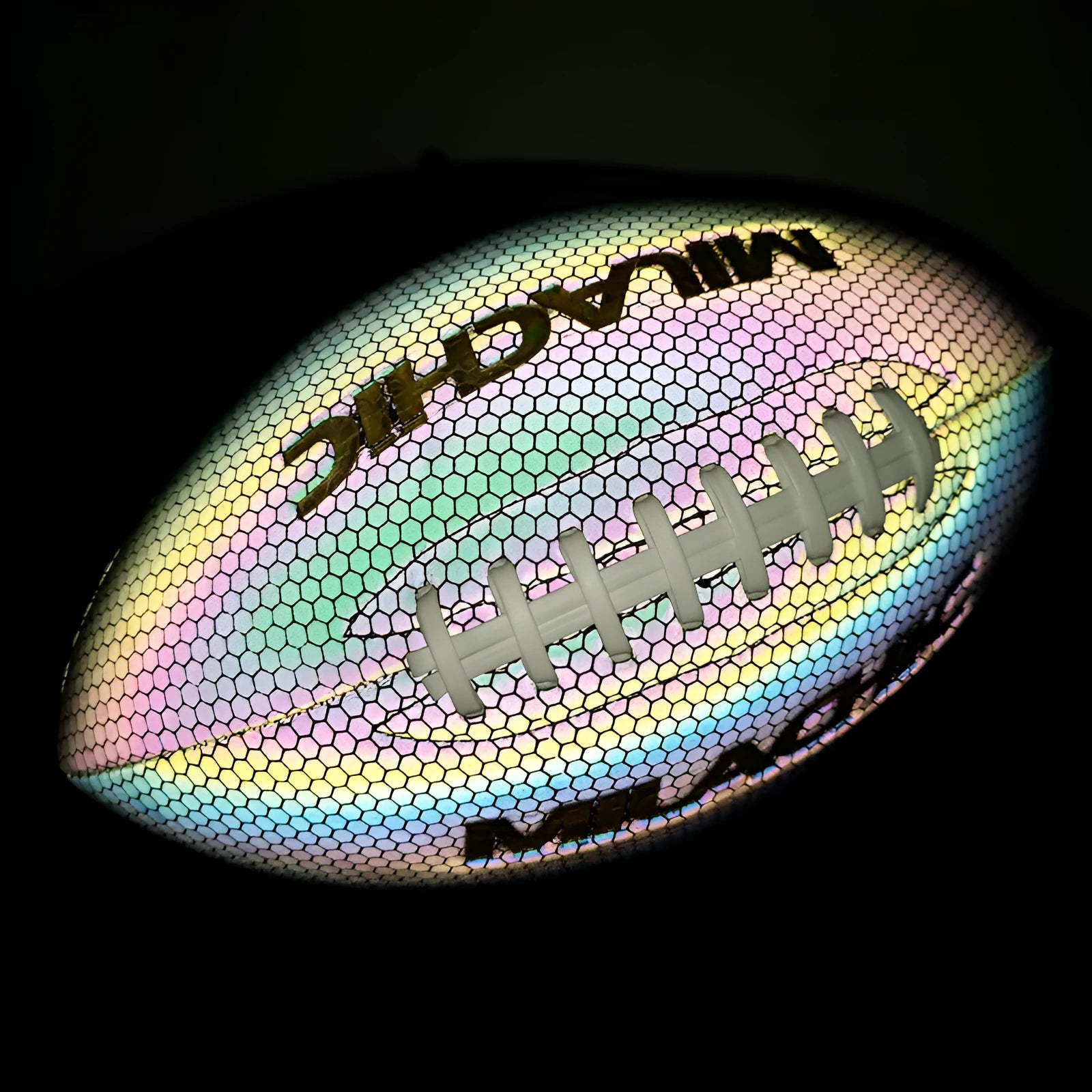 Luminous fluorescent reflective football PU fabric size 9 with machine stitching on grass
