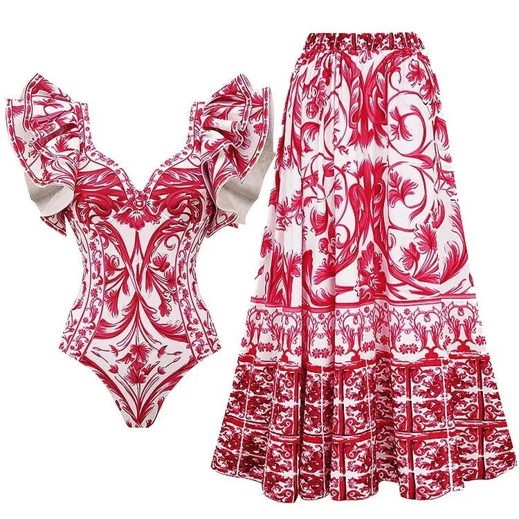 Women's printed polyester one-piece swimsuit suit in multiple colour options