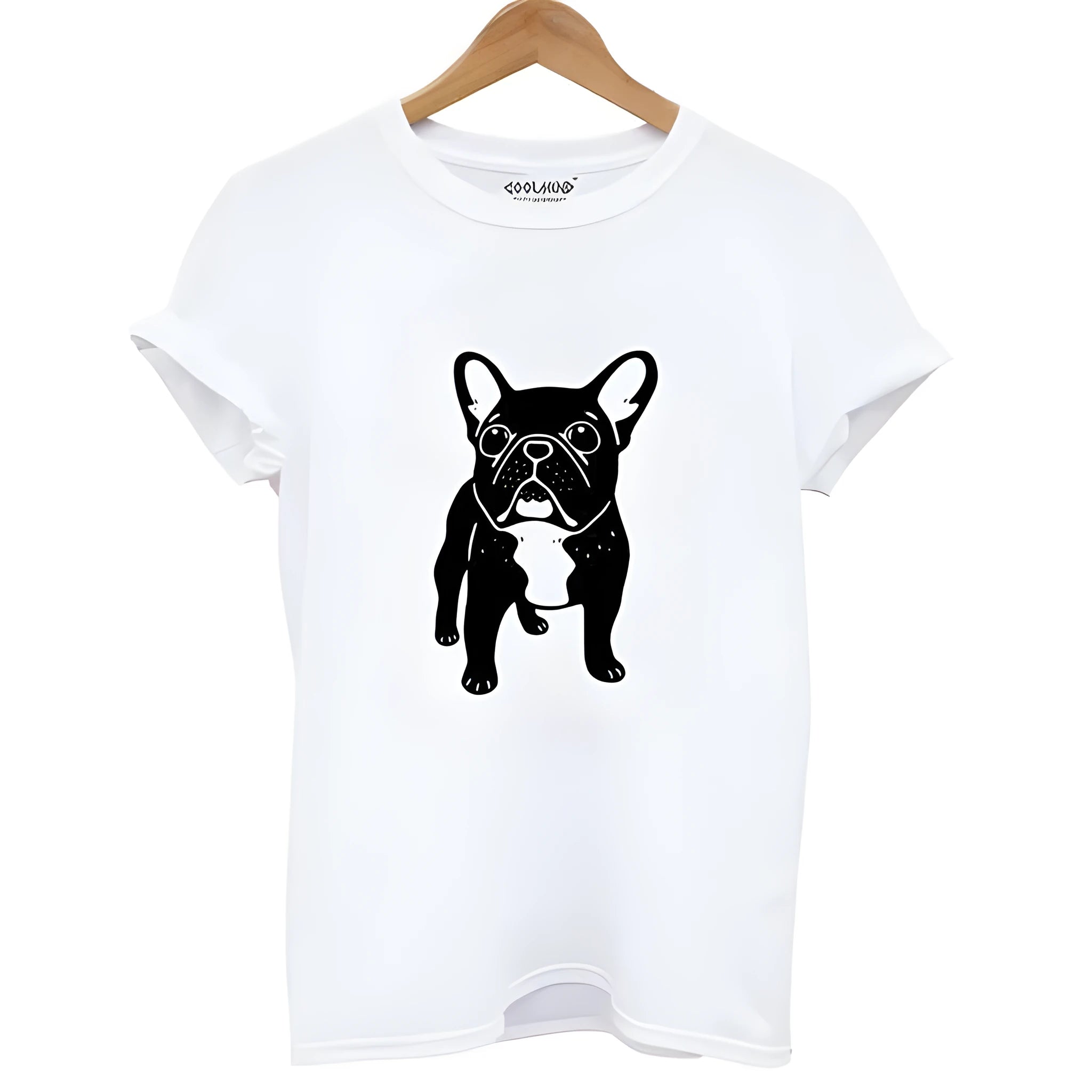 Cotton print t-shirt with round neck and short sleeves in black, loose fit
