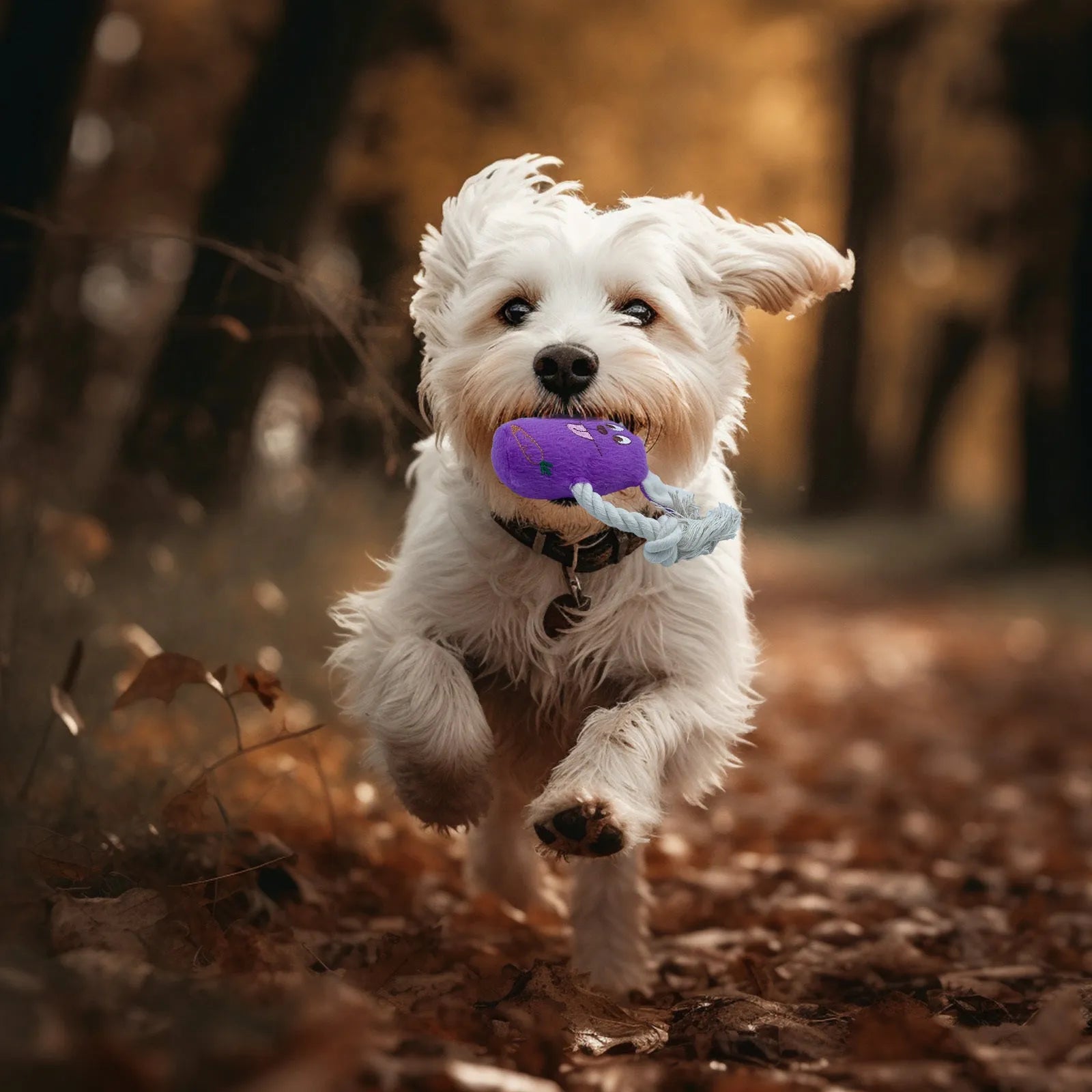 Teddy dog toy with bone squeaker in corn fleece with soft lining for bite-resistant chewing
