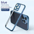 Shell Matte Plating Frame phone case for Apple iPhone with glass lens protector, Titanium Gray finish