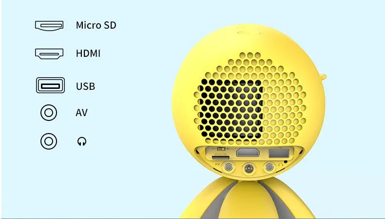 YG220 portable LED projector in white or yellow colour with front projection design