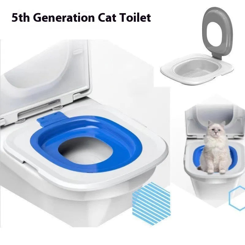 Fifth generation cat toilet trainer mat in blue, grey, or green colours made from ABS plastic.