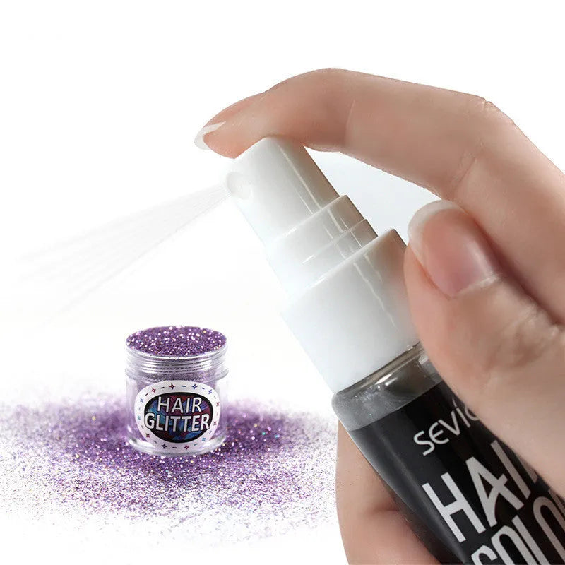 Disposable hair dye spray canister with temporary colour options in blue, grey, pink, purple, red, and white shades
