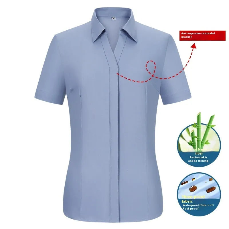 Men's slim fit bamboo fibre short sleeve shirt with square collar in a solid colour.