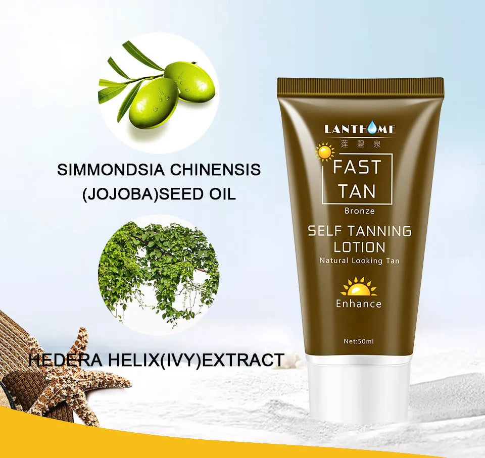 50ml tube of brown tanning cream body lotion for natural bronze skin