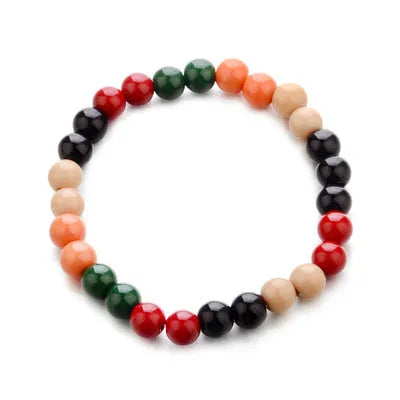 Natural lava stone essential oil diffuser bracelet with ethnic beads measuring 18cm