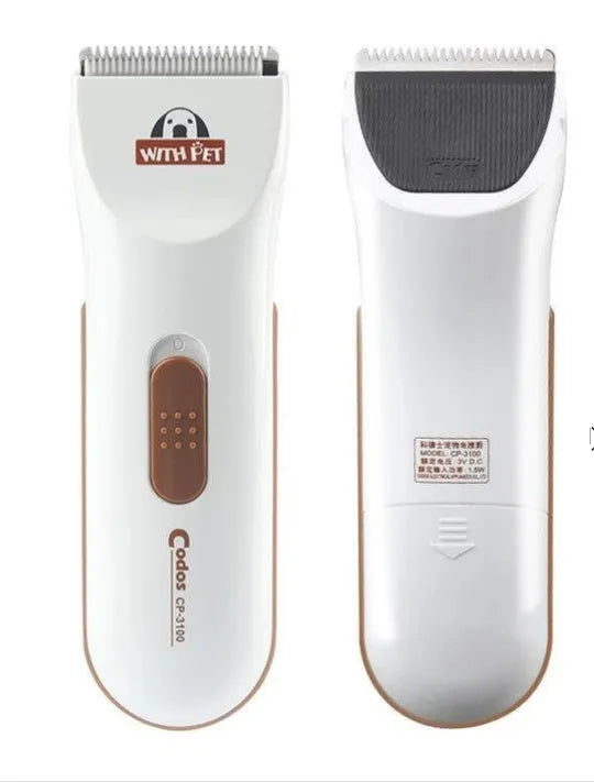 White pet hair clipper with ceramic blade for grooming dogs and cats