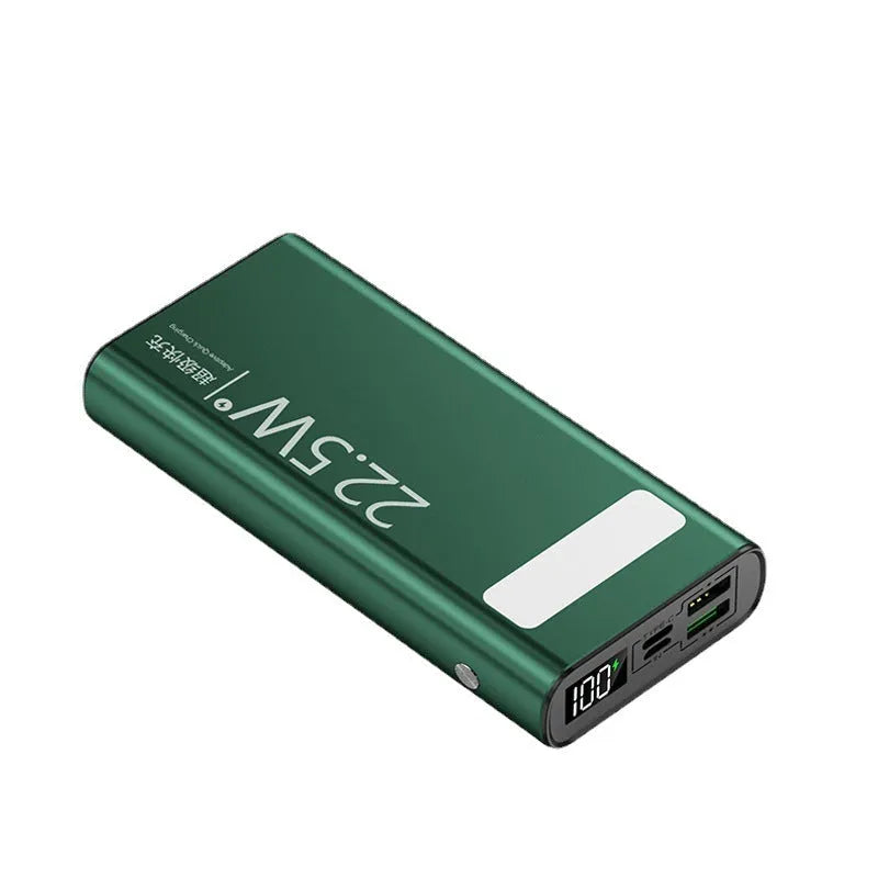 Alloy 22.5W super fast charging 20000mAh power bank in four colour options showing LCD display.
