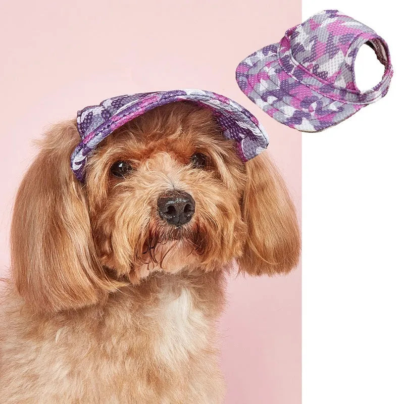 Plaid canvas pet baseball cap for dogs and cats with brim for sun protection