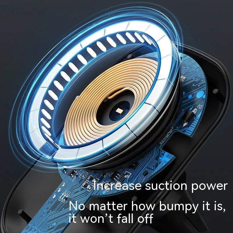 CH-707 magnetic car wireless charging stand with air vent and centre control mounting bases