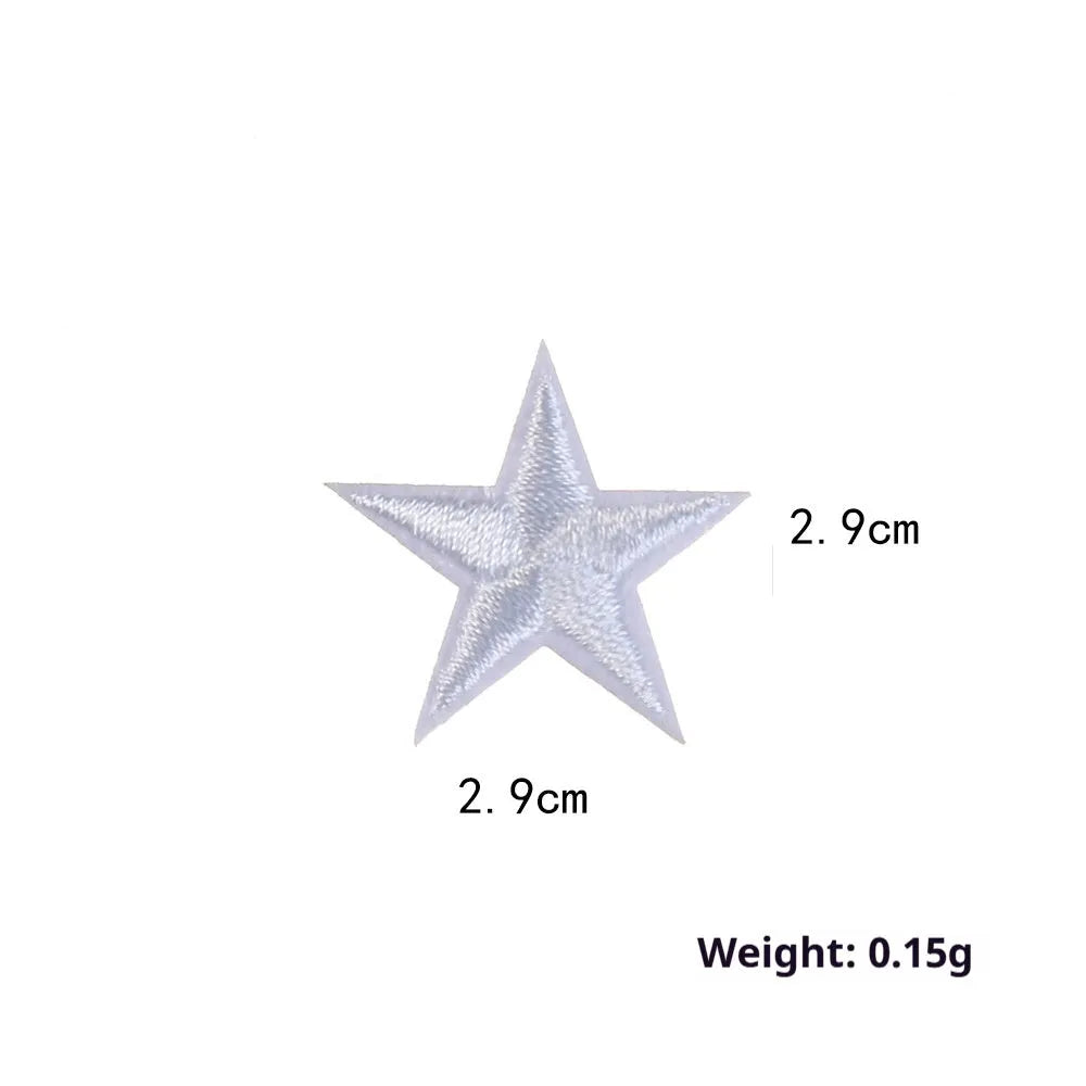 Colourful five-pointed star cloth embroidery stickers for DIY fabric decoration