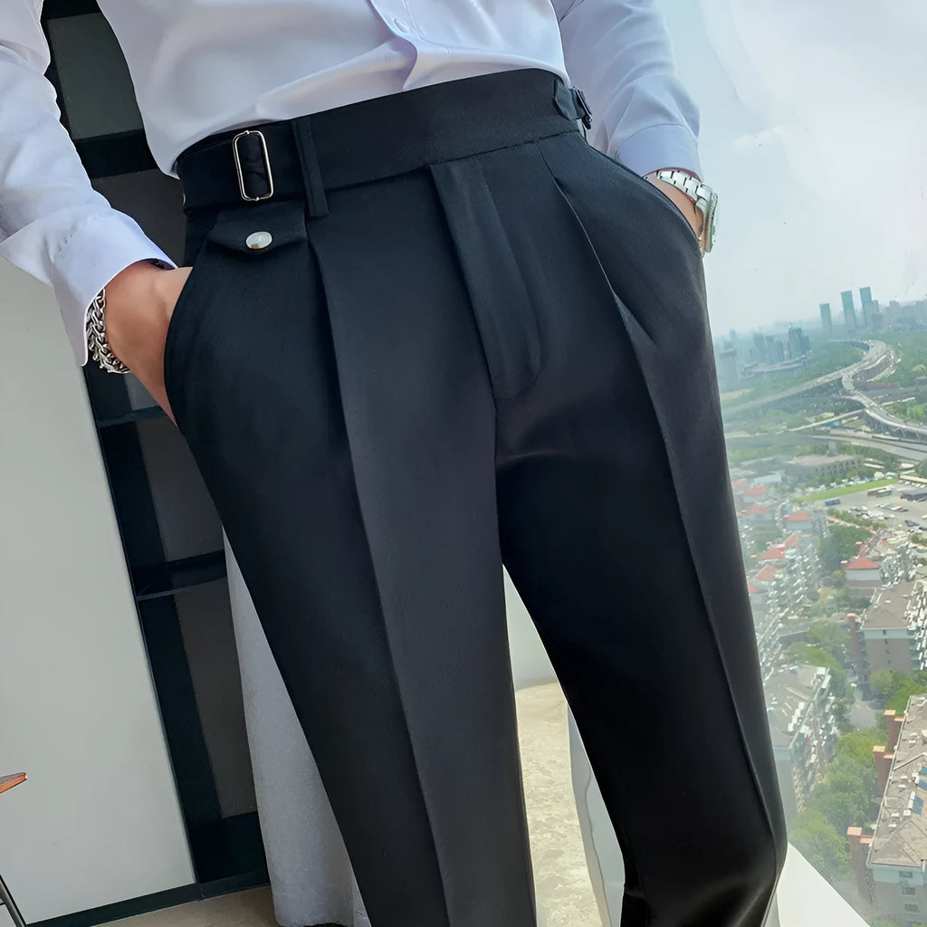 Straight-leg casual trousers in polyester fabric available in multiple solid colours with Asian sizing