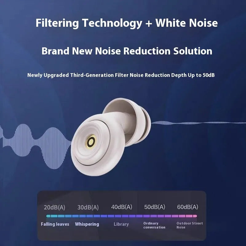Earplugs for sleep and noise reduction with ear cap storage bag in dark night black