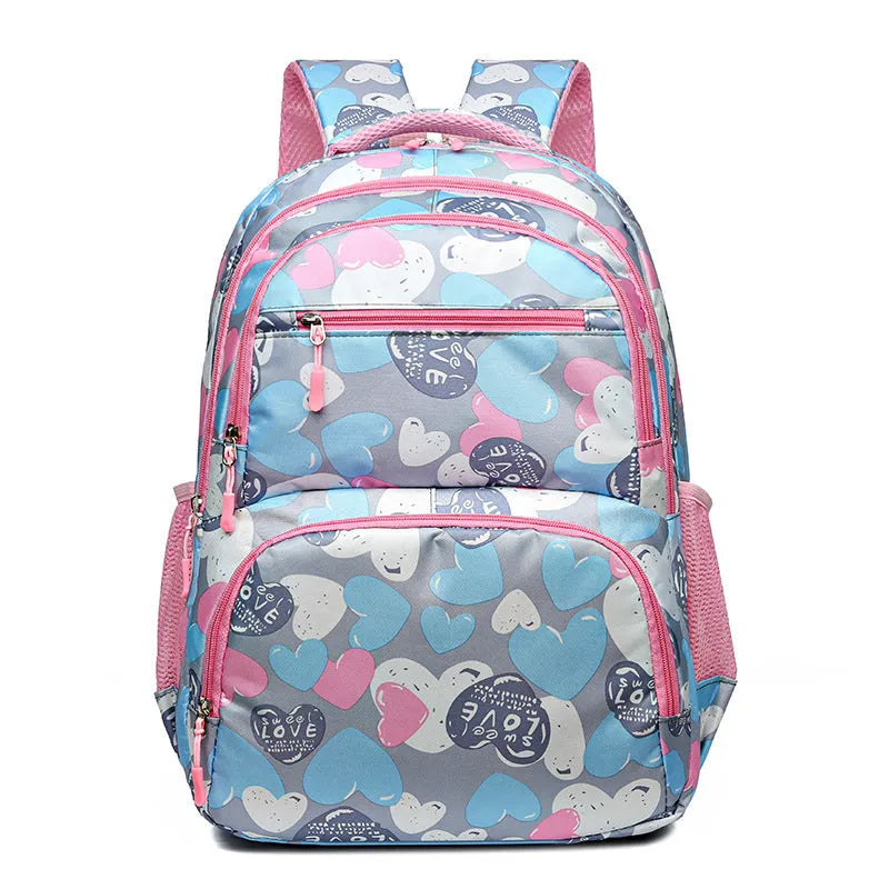 Children's Oxford cloth school backpack with air cushion shoulder straps in blue colour