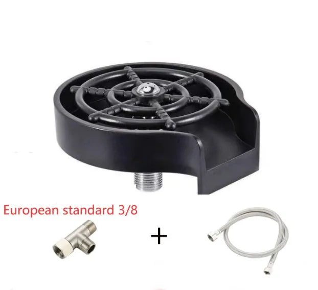 Black high pressure stainless steel automatic glass washer with ABS plastic base and copper hose
