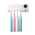 White wall-mounted smart toothbrush sterilizer with UV disinfection and USB charging port
