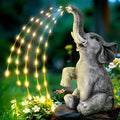 Resin elephant outdoor garden sculpture with built-in LED light strip illumination