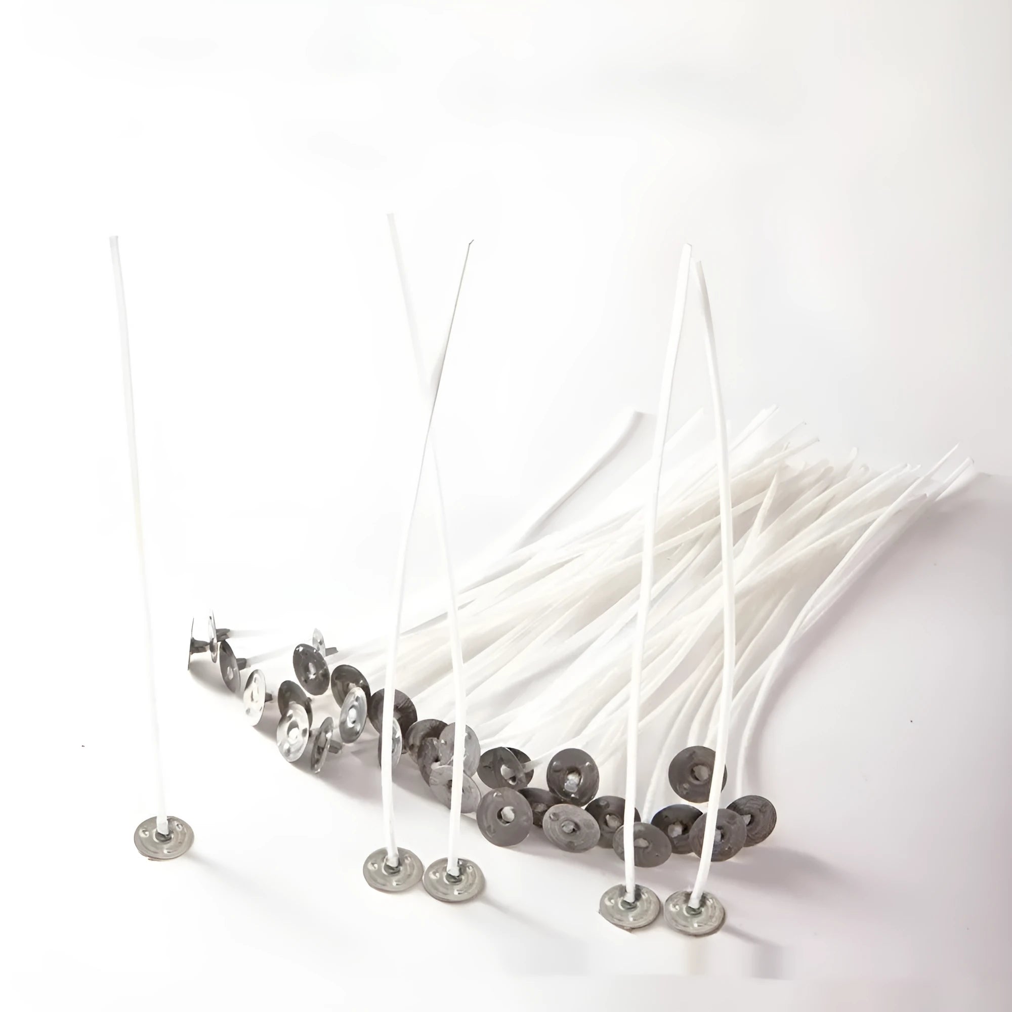 White cotton candle wick DIY material for candle making projects in three different lengths