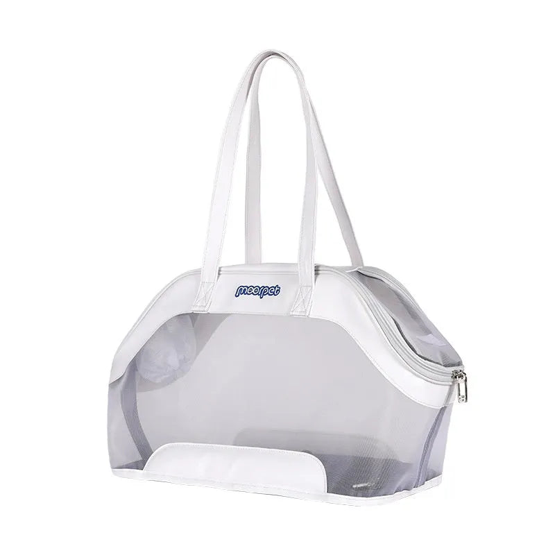 MOORPET leather cat carry bag with 25 litre capacity in beige colour