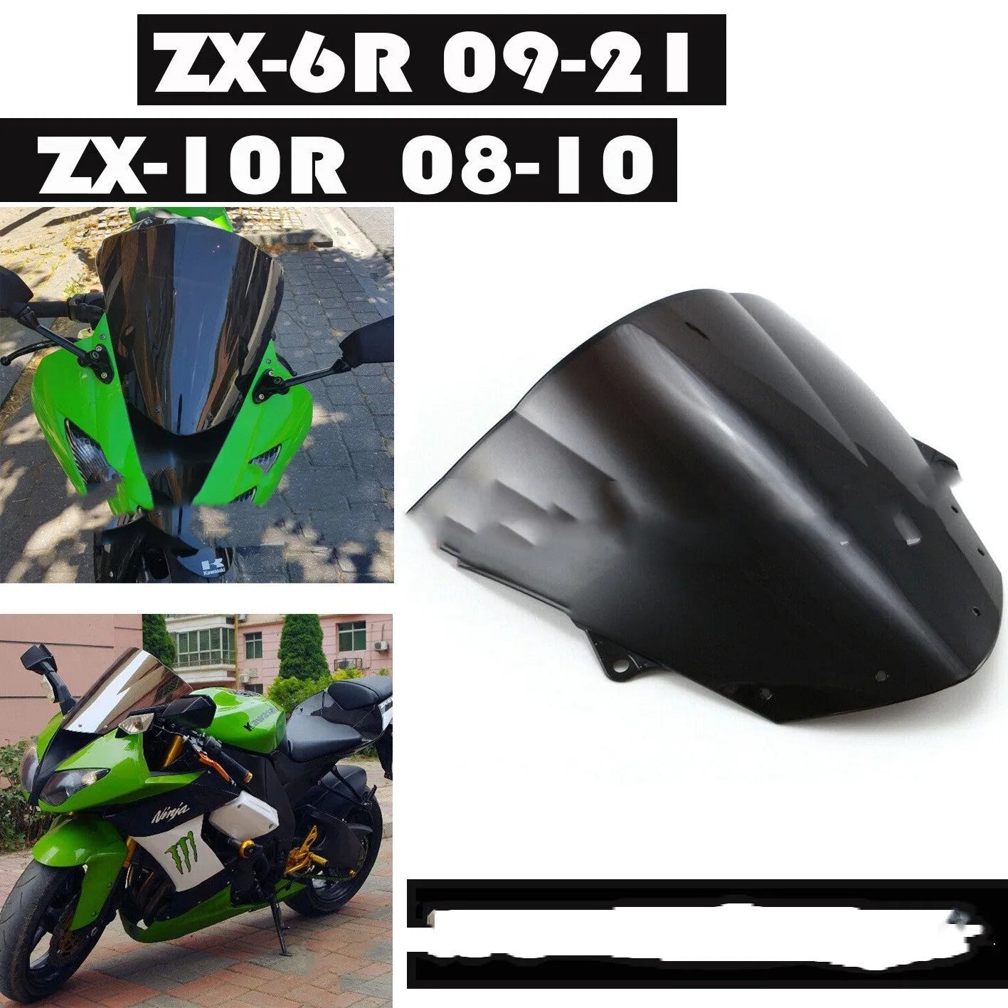 Blue transparent motorcycle windscreen for Kawasaki sport bike replacement