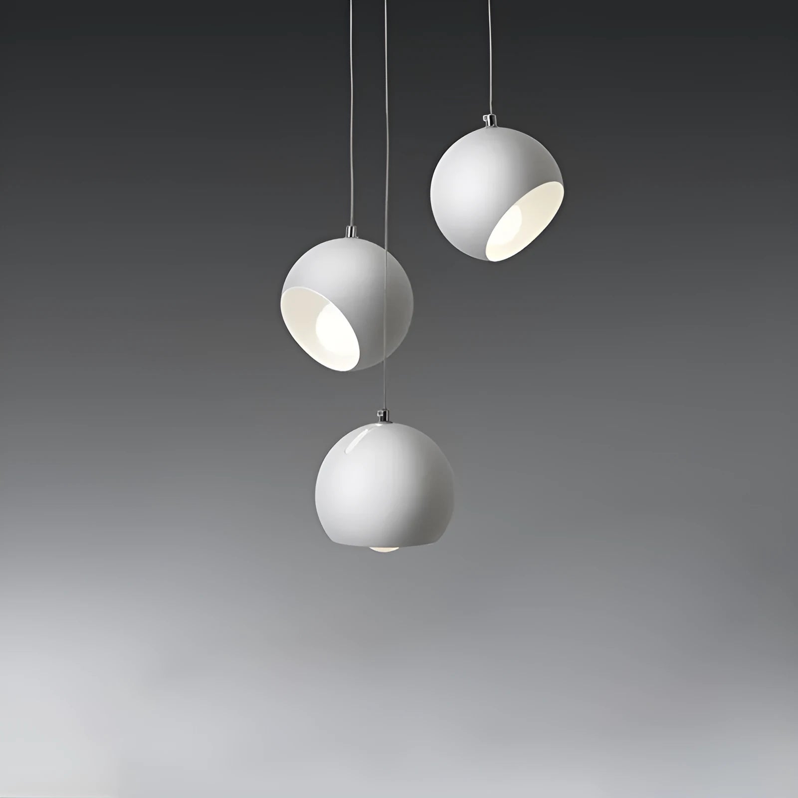 Ball chandelier table lamp with post-modern design in Nordic style, showing single and three-head configurations